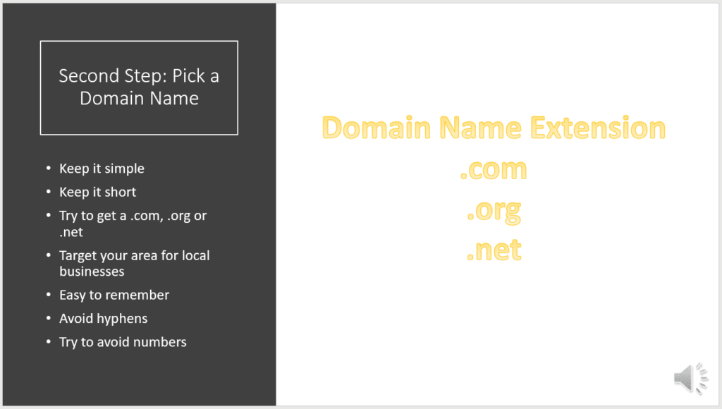 Step Two Picking A Domain Name
