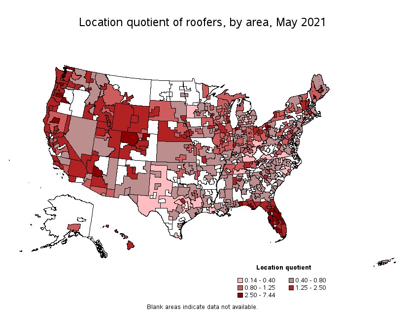 Roofing SEO Company Map Showing hot spots of roofers